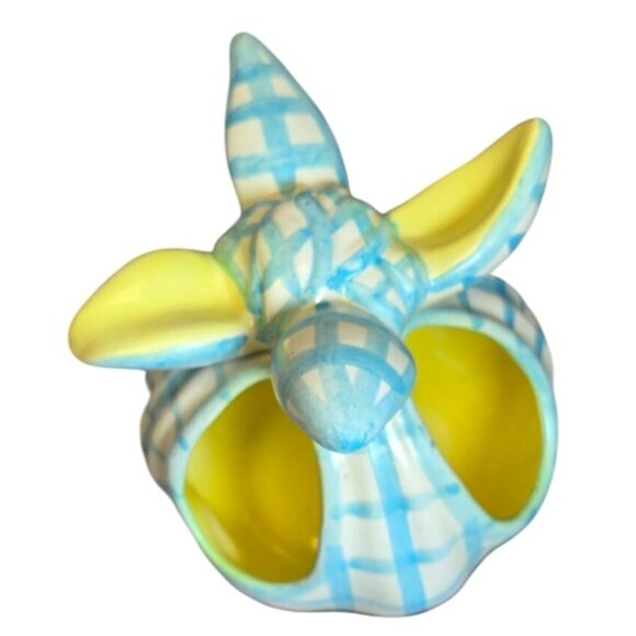 VTG Napco Pastel Plaid Blue and yellow Planter Baby shower planter Ceramic Baske - Picture 9 of 10